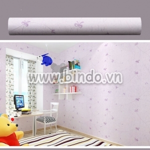 Giấy decal cuộn họa tiết hoa nơ tím