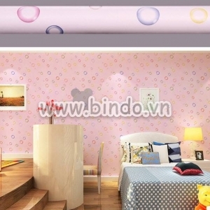 Giấy decal cuộn hoa tiết tròn nền hồng