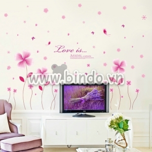 Decal dán tường Hoa 4 cánh hồng