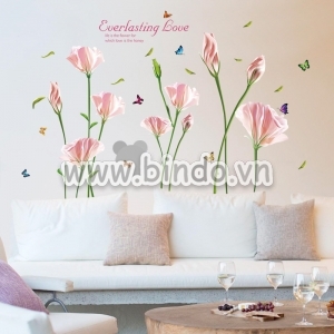 Decal dán tường Hoa anh thảo hồng trắng
