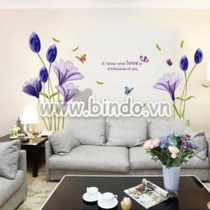 Decal dán tường Hoa anh thảo tím