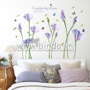 Decal dán tường Hoa anh thảo tím trắng