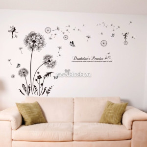 Decal dán tường Hoa bồ công anh đen 2