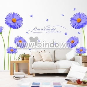 Decal dán tường Hoa cúc tím