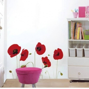 Decal dán tường Hoa đỏ 1