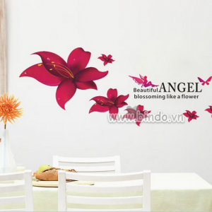 Decal dán tường Hoa ly đỏ