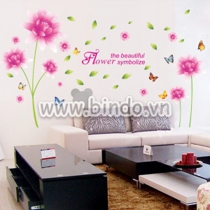 Decal dán tường Hoa sen cúc hồng