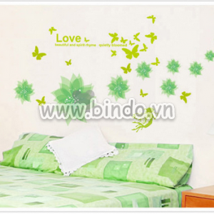 Decal dán tường Họa tiết hoa xanh lá