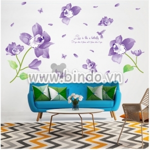 Decal dán tường Hoa cánh bướm tím