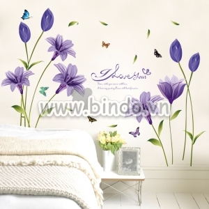 Decal dán tường Hoa anh thảo tím 2