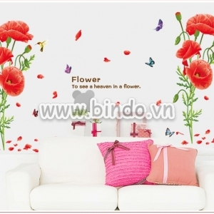 Decal dán tường Hoa trinh nữ đỏ