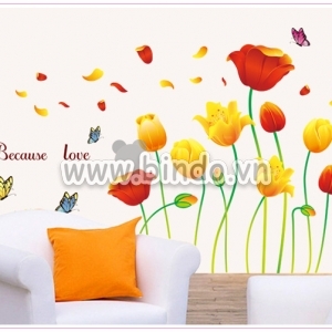 Decal dán tường Hoa Tulip đủ màu