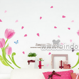 Decal dán tường Hoa tulip hồng 2