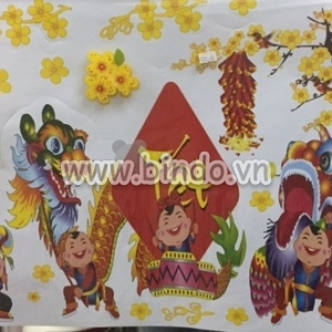 Decal dán tường Lân sư rồng đón xuân