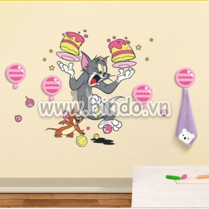 Decal dán tường Móc treo đồ Tom and Jerry
