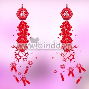 Decal dán tường Pháo tết đón xuân