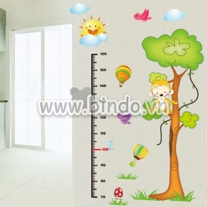 Decal dán tường Thước đo khỉ leo cây