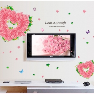 Decal dán tường Trái tim hoa hồng nhỏ