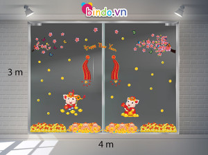 Decal dán tường Trang trí Tết Xuân Combo Số 3