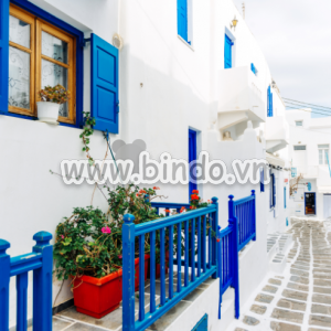 Tranh cảnh con phố Santorini