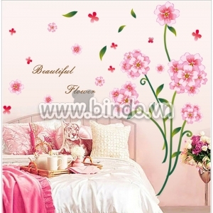 Decal dán tường Tú cầu hồng 3