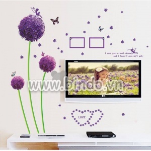 Decal dán tường Tú cầu tím 1