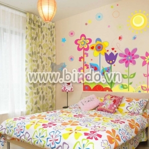 Decal dán tường Vườn hoa sắc màu