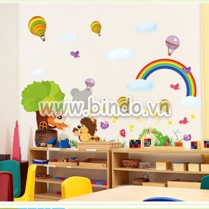 Decal dán tường Vườn thú sắc màu