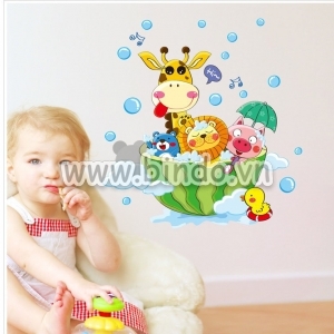 Decal dán tường Vườn thú tắm mát