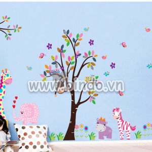 Decal dán tường Vườn thú to 2