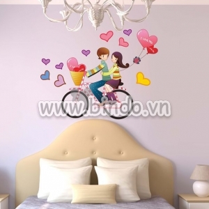 Decal dán tường Xe đạp tình nhân 2