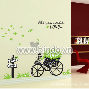 Decal dán tường Xe đạp xanh