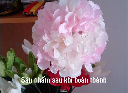 Chỉ bạn cách làm hoa cẩm tú cầu bằng giấy nhún 8
