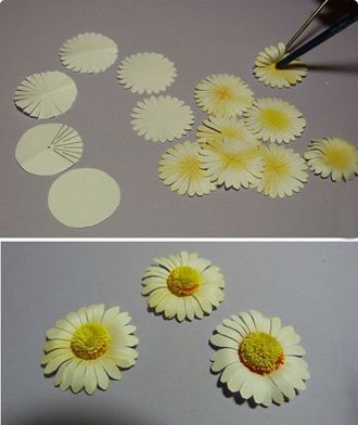 Hướng dẫn cách làm hoa cúc giấy cánh tròn đơn giản 3