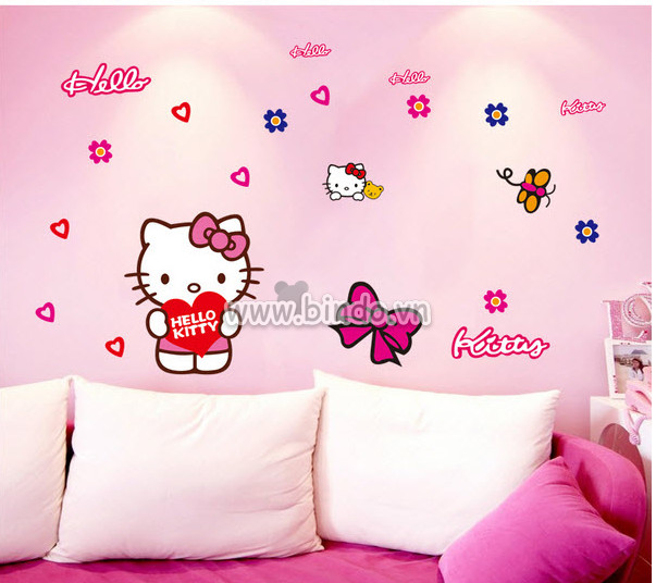 Chọn mẫu giấy dán tường Hello Kitty dễ thương cho phòng bé gái 3
