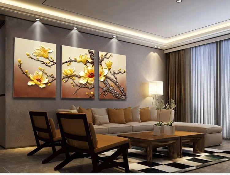 Mẫu tranh dán tường 3d hình hoa mai cực sang trọng 5