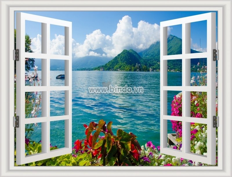 Mẫu tranh dán tường cửa sổ cho không gian nhà thêm sống động 3