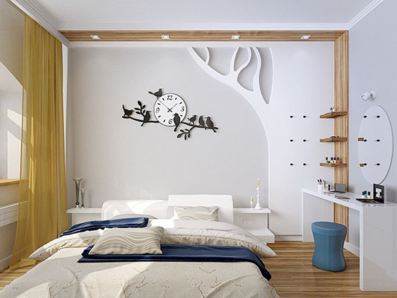 Mẫu tranh đồng hồ treo tường nghệ thuật đôi chim cho phòng ngủ vợ chồng 3