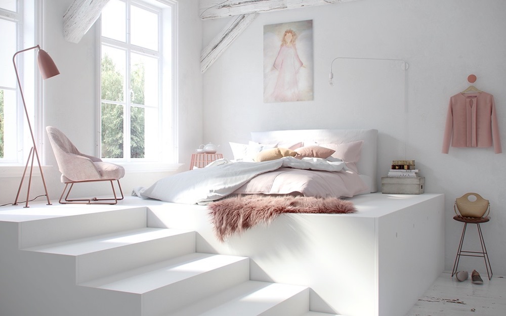 Những phòng ngủ đẹp kết hợp ánh sáng và gam màu trắng 3