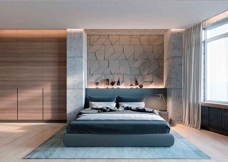 Thiết kế phòng ngủ ấn tượng với tường bê tông 1