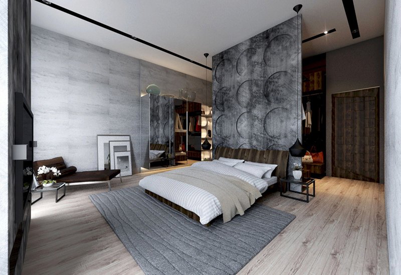 Thiết kế phòng ngủ ấn tượng với tường bê tông 2