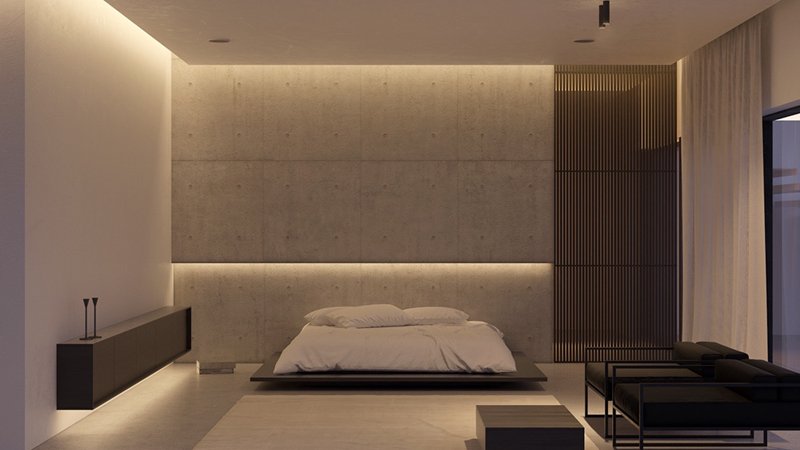 Thiết kế phòng ngủ ấn tượng với tường bê tông 4