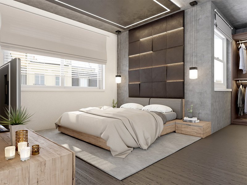 Thiết kế phòng ngủ ấn tượng với tường bê tông 6