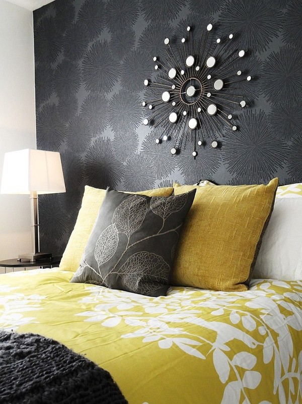 Trang trí phòng ngủ với gam màu xám sang trong và vàng thanh lịch 5