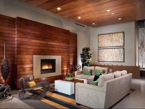 Trang trí phòng khách ấm áp với tường ốp gỗ 8