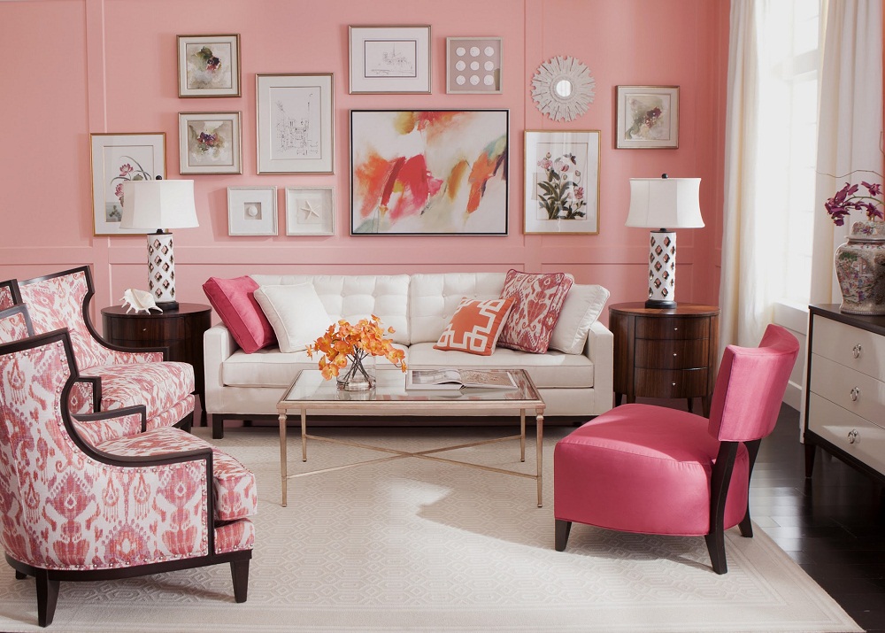 Trang trí phòng khách theo gam màu hồng dễ thương 1