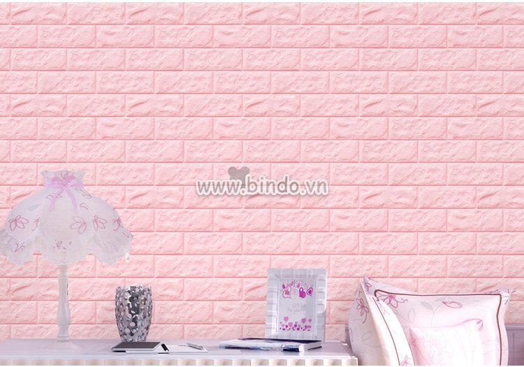 Xốp đá dán tường màu pink dễ thương cho nhà bạn 2