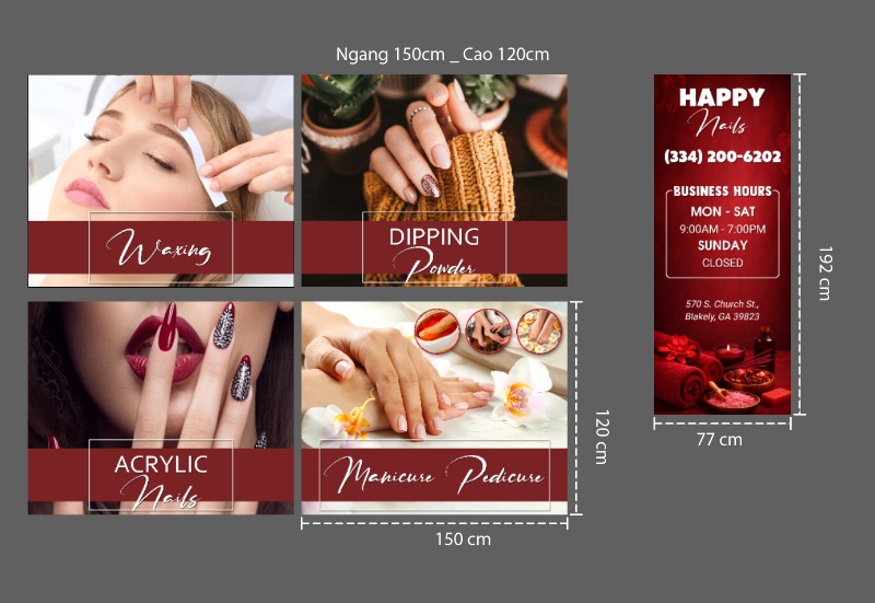 Decal dán kính tiệm nail 6