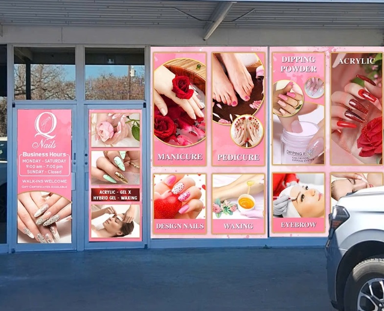 Decal dán kính tiệm nail 7