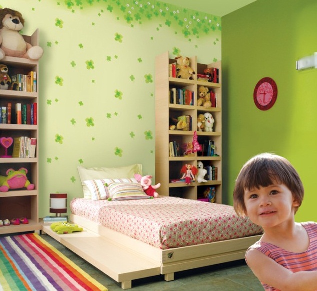 10 mẫu giấy dán tường màu xanh trang trí phòng ngủ đẹp 8